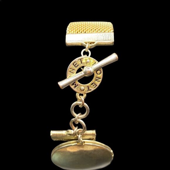 Vintage Monet stamped toggle clasp mesh bracelet with double locket - Picture 1 of 6